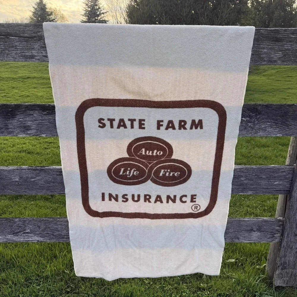 Vintage State Farm Insurance Promotional Beach Towel Size 57X34 70s Rare